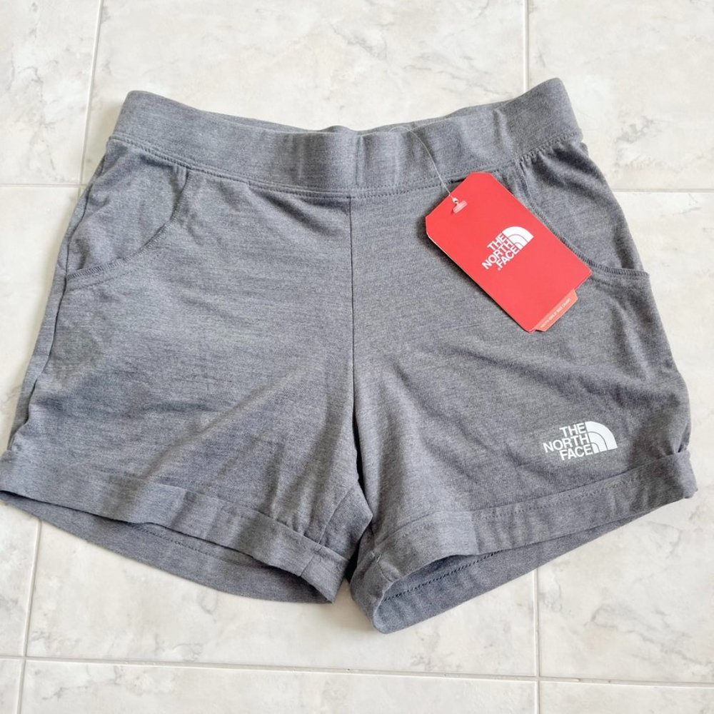 NEW The North Face Gray Tri-Blend Cotton Shorts Girls Large
